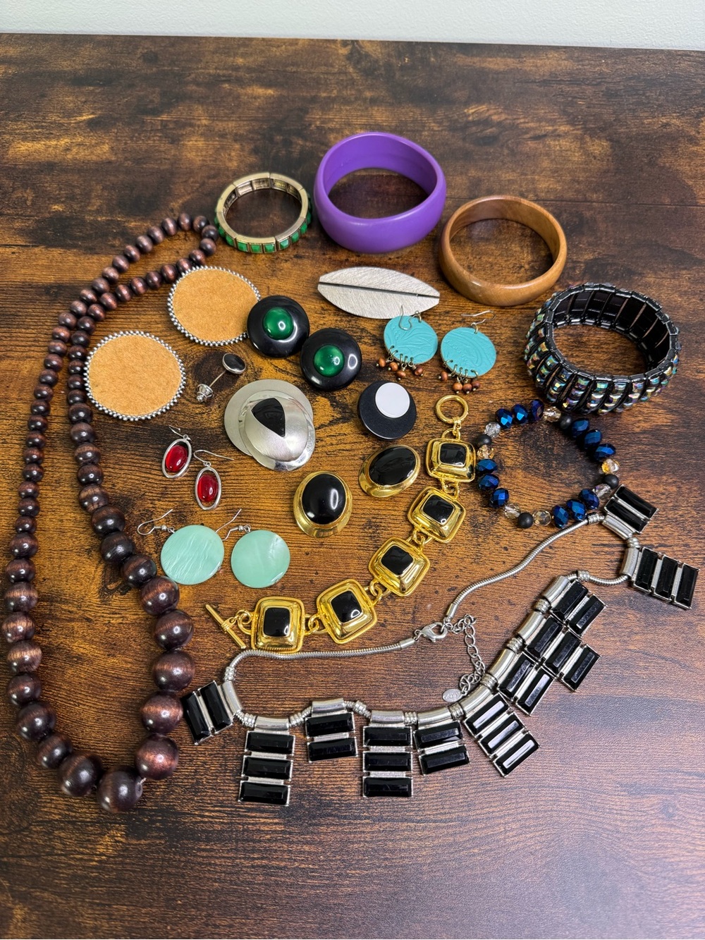 Statement Jewelry Lot Boho Chic Vintage Mod includes Sterling Silver Stick Pin